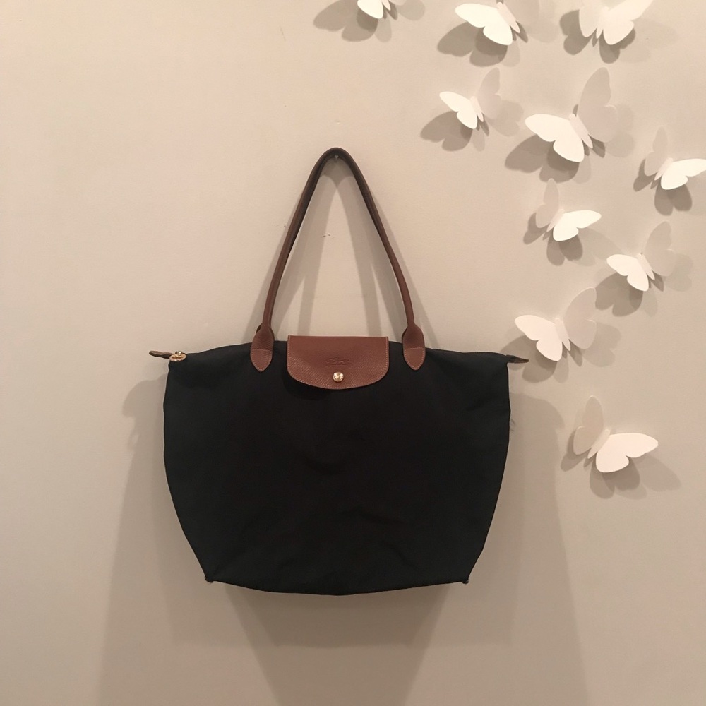 Large Black Longchamp Le Pliage Tote